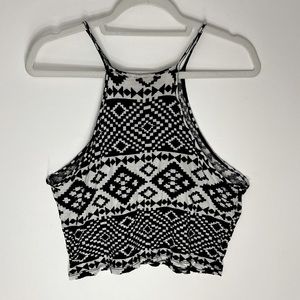 Aztec style black and white crop top